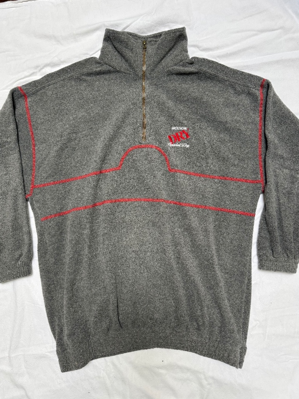 RARE VINTAGE 90s Molson Dry Beer fleece quarter zip pullover